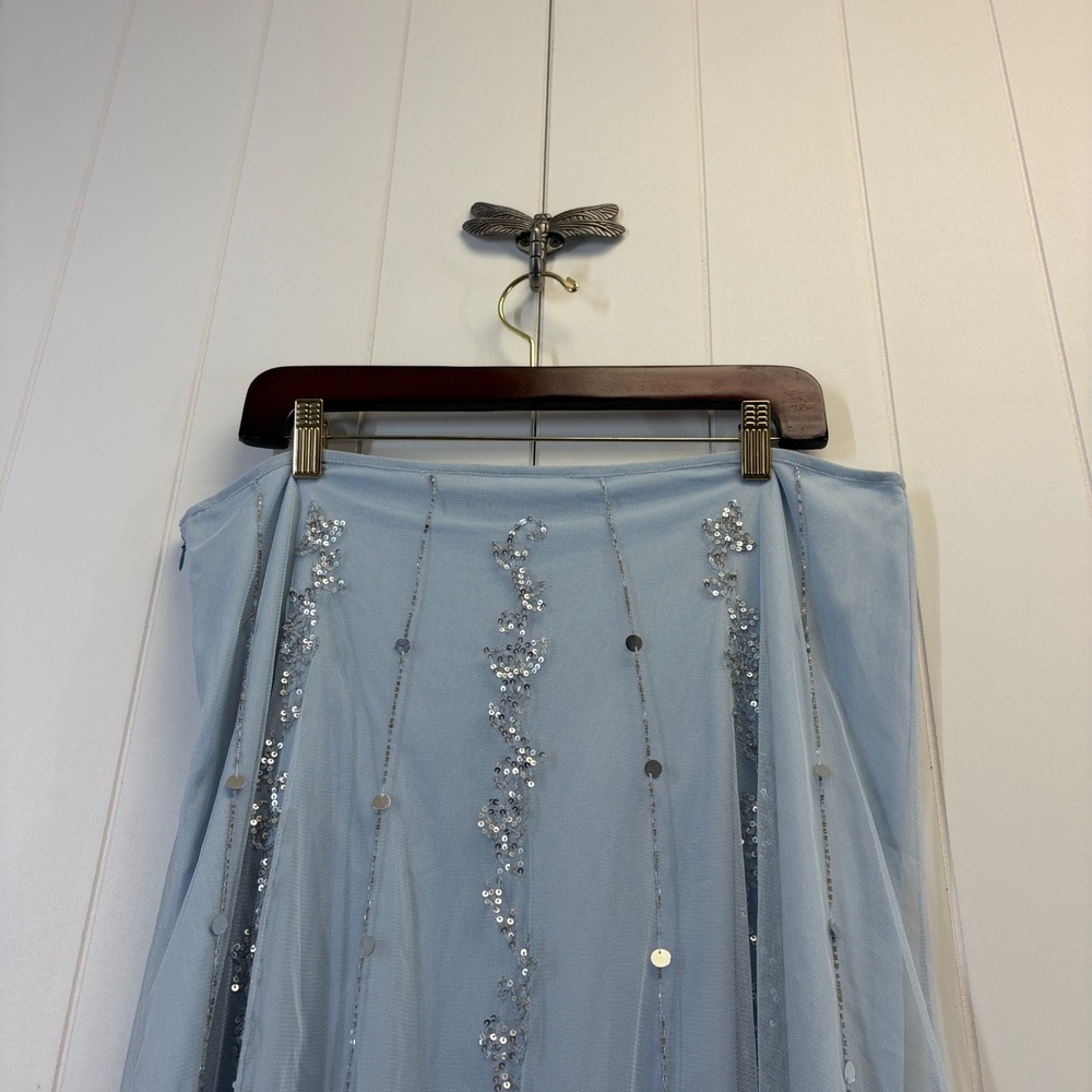 Vintage Together Y2K Fairy Sequin Mesh Overlay Midi Skirt Women Size 14 Boho - Picture 6 of 8